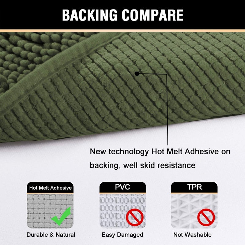H.VERSAILTEX Bath Mats for Bathroom Non Slip Luxury Chenille Ultra Soft Bath Rugs 24x36 Absorbent Non Skid Shaggy Rugs Washable Dry Fast Plush Area Carpet Mats for Indoor, Bath Room, Tub - Loden - Image 5